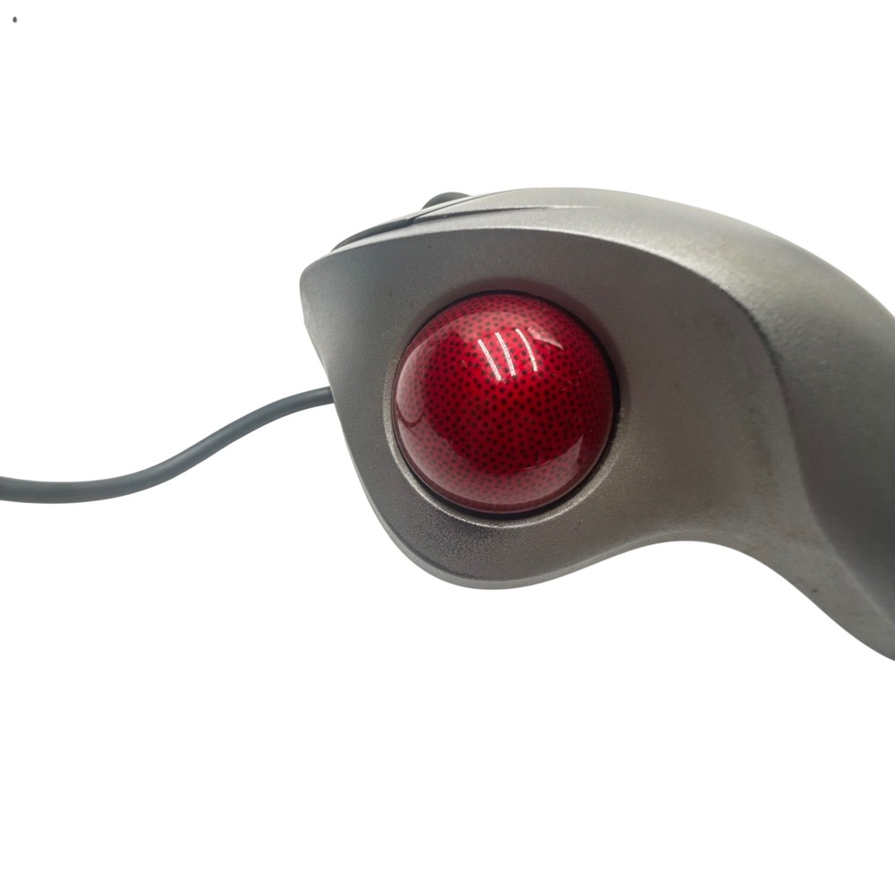 Logitech TrackMan Wheel Wired Optical Mouse Red Ball T-BB18 804360-1000 Silver